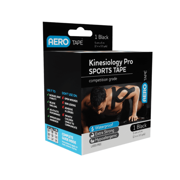 AEROTAPE Black Kinesiology Pro Sports Tape 5cm x 5m