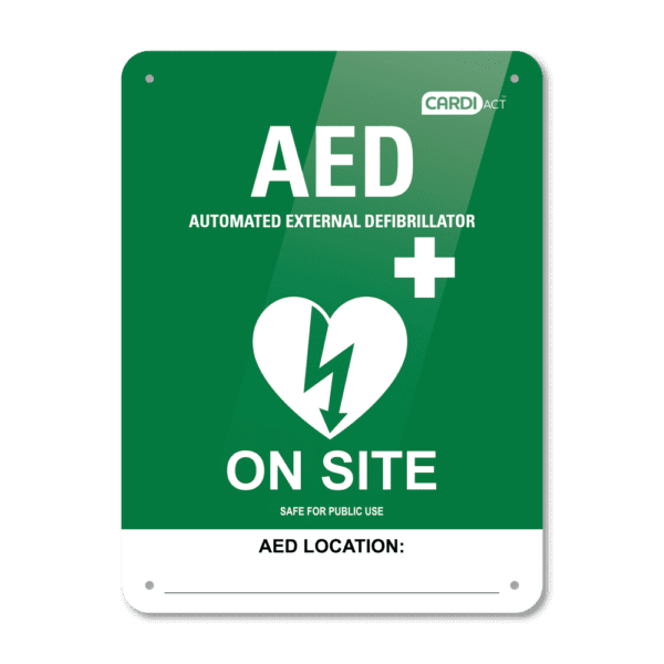 CARDIACT Poly AED On Site Sign 22.5 x 30cm - Customers also search for: Trafalgar 879835 AED Defibrillator Labels - AED on Site