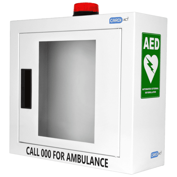 CARDIACT Alarmed AED Cabinet with Strobe Light 42 x 38 x 15.5cm - Customers also search for: Trafalgar 880337 AED Cabinet with Alarm and strobe,RDC150 Alarmed AED Cabinet,DEFIB-007 MEDIQ DEFIB ALARMED CABINET-SUITS HS1 AND FRX