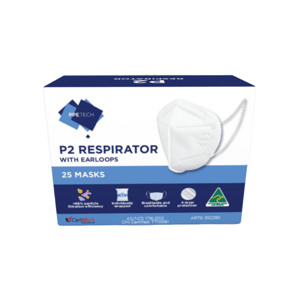 PPE Tech P2 Respirator Masks Box/25 - Customers also search for: 88731 Mask N95 Regular pk20,30801008 Dust/Mist Respirator P2 Disposable (20)