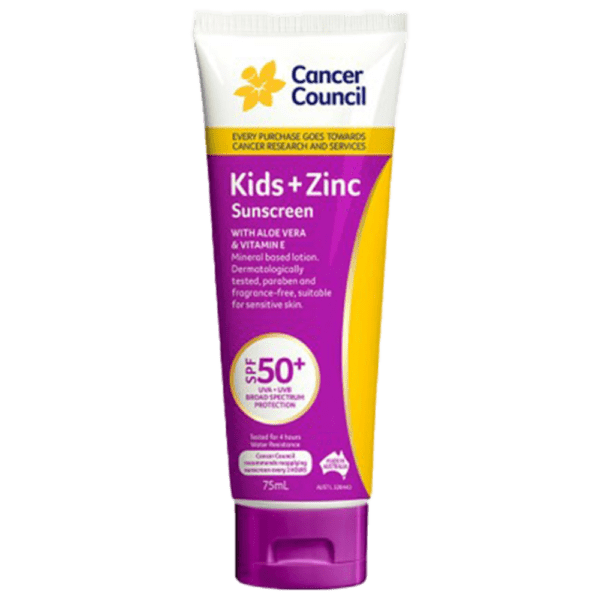 CANCER COUNCIL SPF50+ Kids+Zinc Sunscreen Tube 75mL