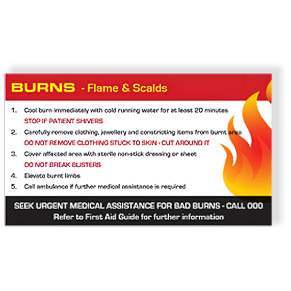 AEROGUIDE Burns First Aid Card | Aero Healthcare